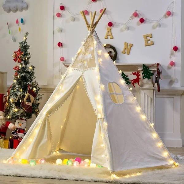 Giant Kids 5 Poles Teepee Tent (Natural Canvas)