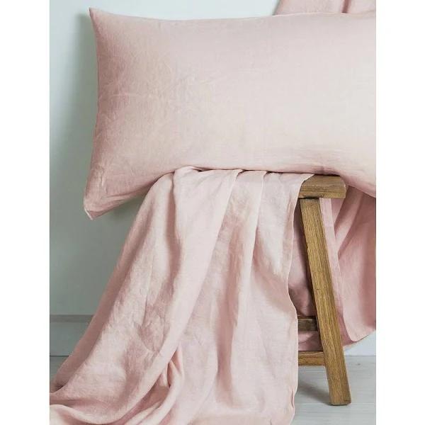 M Home French Linen Quilt Cover Blush Double Stitch