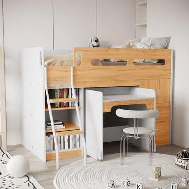 Mario Loft Bed with Thermis Mattress Pack - Natural and White