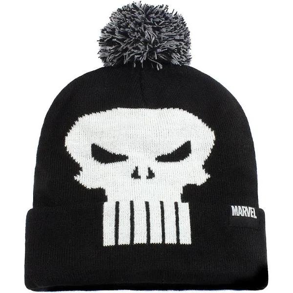 The Punisher Pom Pom Skull Beanie Black One Size