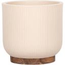 Lotus 250 x 250mm Large Cream Round Linear Ceramic Pot