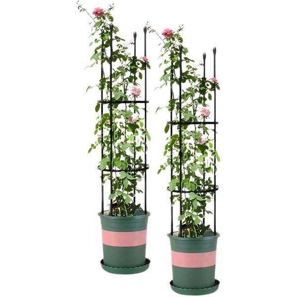 SOGA 2x 103cm 4-Bar Plant Frame Stand Trellis Vegetable Flower Herbs Outdoor Vine Support Garden Rack With Rings