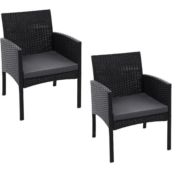 Set of 2 Outdoor Bistro Chairs Patio Furniture Dining Chair Wicker Garden