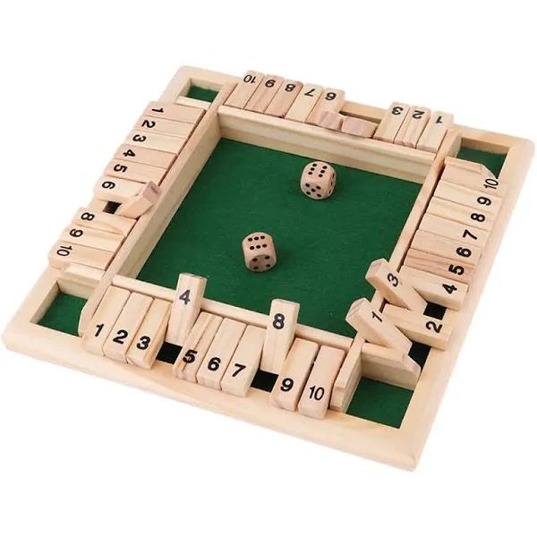 Vibe Geeks Shut The Box Wooden Dice Game Board for Kids & Adults