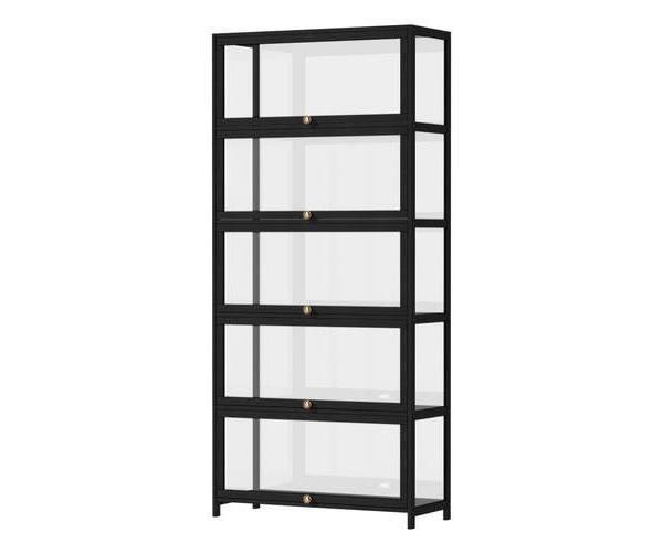 Oikiture Display Cabinet Storage 5-Tier Shelves Black