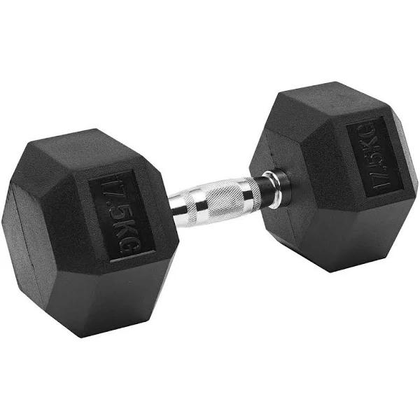 Celsius 17.5kg Rubber Hex Dumbbell 1 Piece