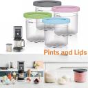 4x Cream Pints Cup Storage Jars For Ninja Creami With Lids Ice Cream Containers