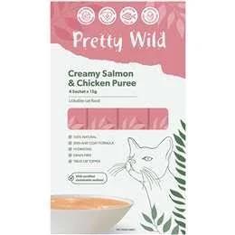 Pretty Wild Cat Food Creamy Salmon & Chicken Puree 15g x 4 Pack