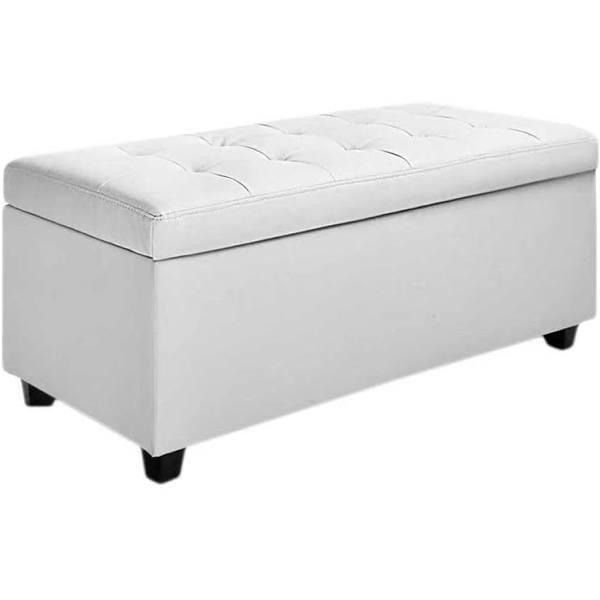 Artiss Large Pu Leather Storage Ottoman - White