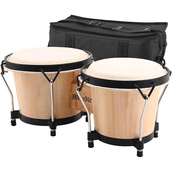 Bongo Kids Adults Hand Drum Set Leather Drumhead Tuneable Percussion Instruments