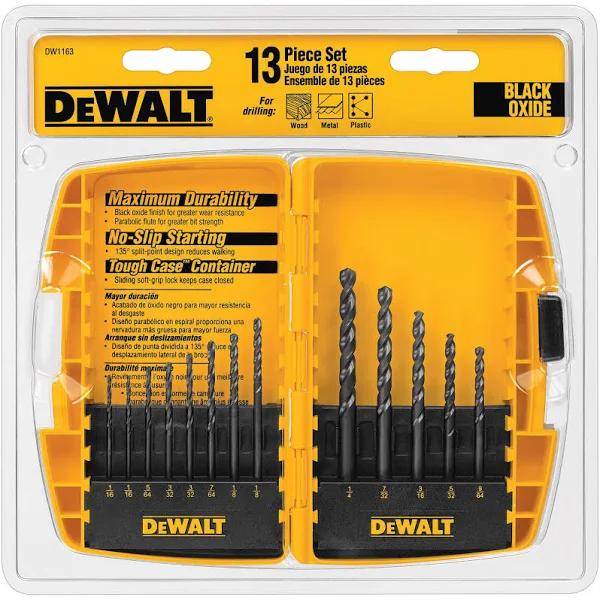 DeWalt DW1163 Drill Bit Set, Black Oxide, 13-Piece