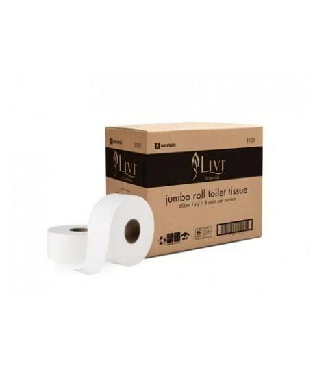 Livi Essentials Jumbo Roll Toilet 1ply 600m (Pack of 8)