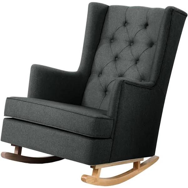 Artiss Rocking Armchair Feeding Chair Fabric Lounge Recliner Charcoal