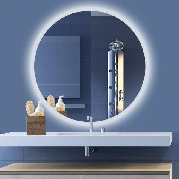 Viviendo 80cm Round LED Mirror Anti-fog Wall Mounted Bathroom Vanity Dimmable LED Light With Touch Switch