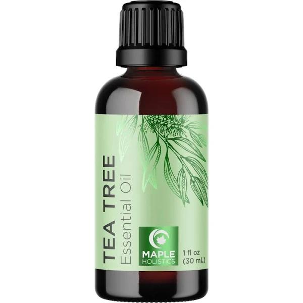 Maple Holistics 100% Pure Tea Tree Oil Essential Oil with Antifungal Antibacterial Benefits for Face Skin Hair Nails Heal Acne Psoriasis Dandruff