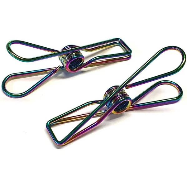 Rainbow Stainless Steel Infinity Clothes Pegs Large Size - 100 Pack