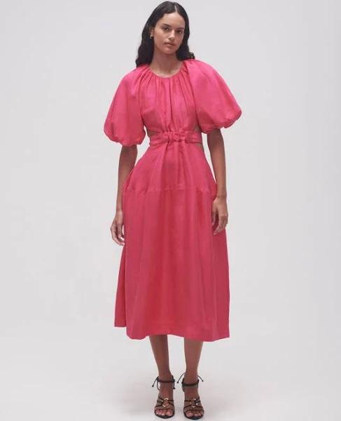 AJE Mimosa Cutout Midi Dress in Colour Hot Pink Size 16