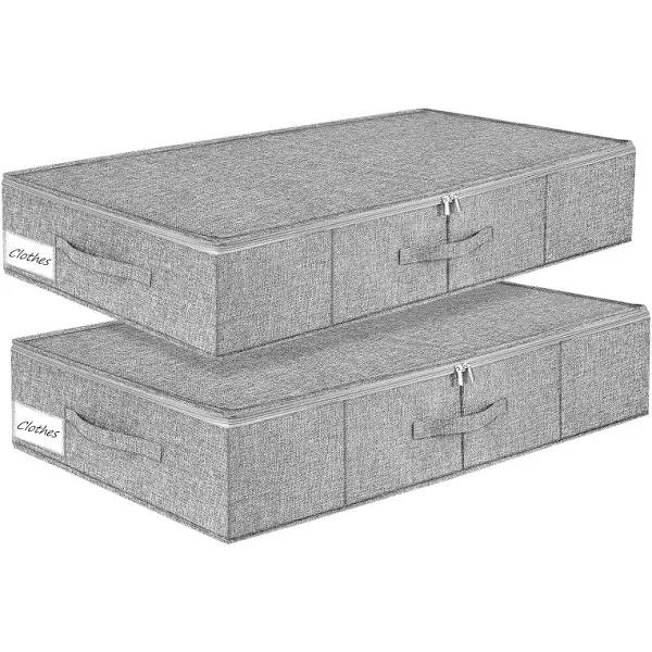 Under Bed Storage Bags 2 Pack Underbed Storage Containers With Lid and Reinforced Handles and Clear Window, Large Capacity Foldable Blanket Storage