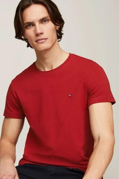 Mens Tommy Hilfiger Red Slim Fit Stretch T Shirt