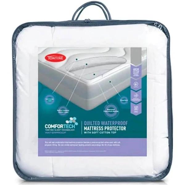 Tontine Comfortech Quilted Waterproof Fitted Mattress Protector Queen