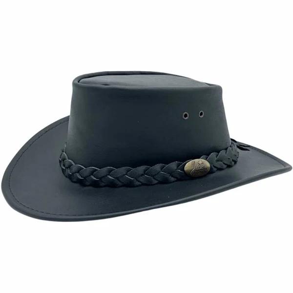 Jacaru 1069 Buffalo Leather Hat - Black - XXLarge