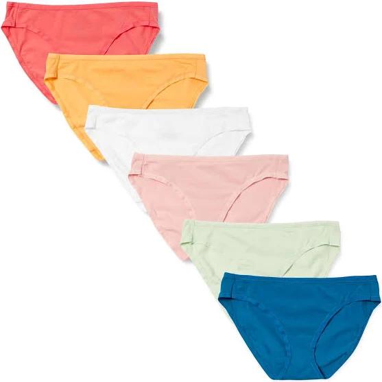 Amazon Essentials Women's Cotton Bikini Brief Underwear (Available in Plus Size), Pack of 6