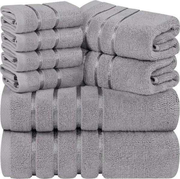 Utopia Towels 8-piece Luxury Towel Set, 2 Bath Towels, 2 Hand Towels, and 4 Wash Cloths, 600 GSM 100% Ring Spun Cotton Highly Absorbent Viscose