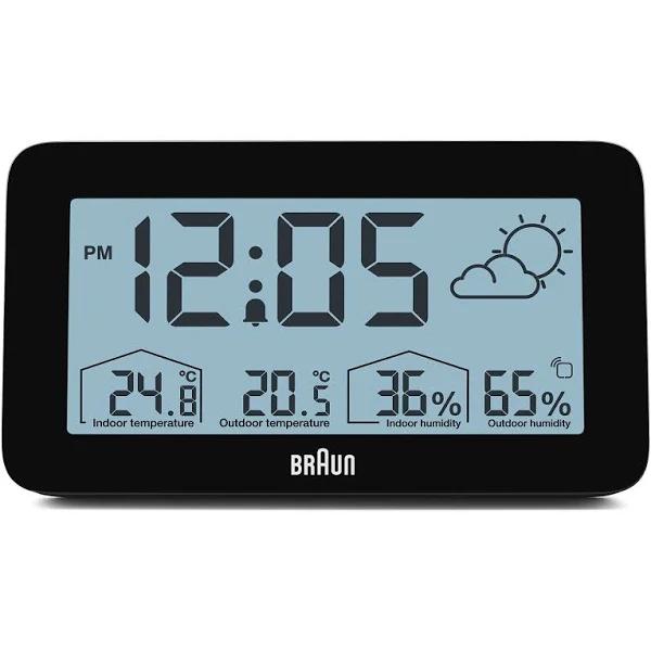 Braun Digital Weather Station Clock Black BC13BP