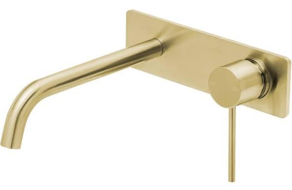 Phoenix Vivid Slimline Wall Basin Mixer Set 230mm Curved - Brushed Gold