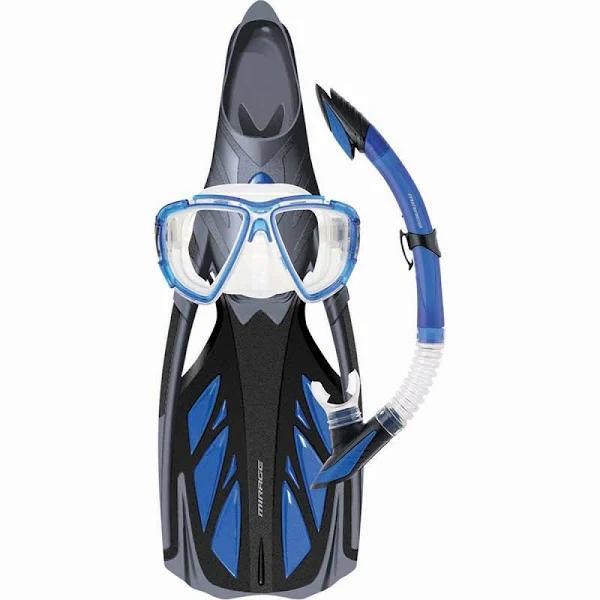 Mirage Platinum Silicone Mask, Snorkel & Fins Set - Blue (X-Large)