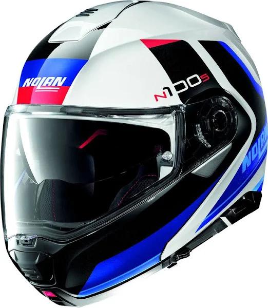 Nolan N100-5 Hilltop N-COM Helmet, white-red-blue, Size 2XL