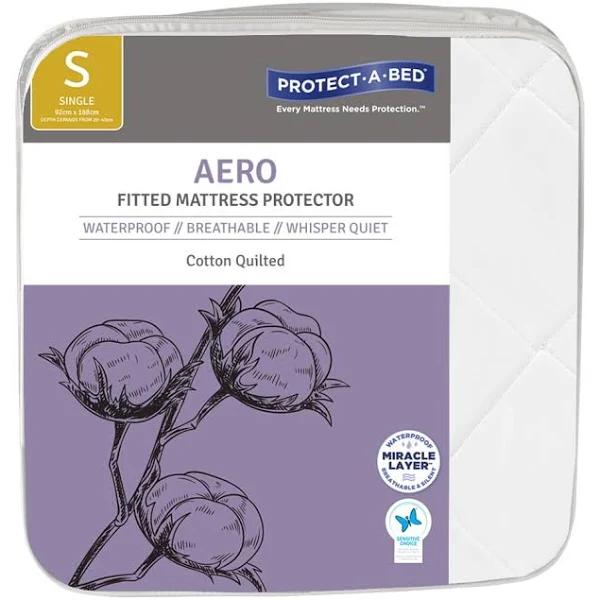 Protect A Bed Aero Cotton Quilted Fitted Waterproof Mattress & Pillow Protectors Double