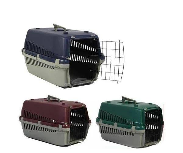 Portable Plastic Dog Cat Pet Pets Carrier Travel Cage W Front Doors House Kennel M Size