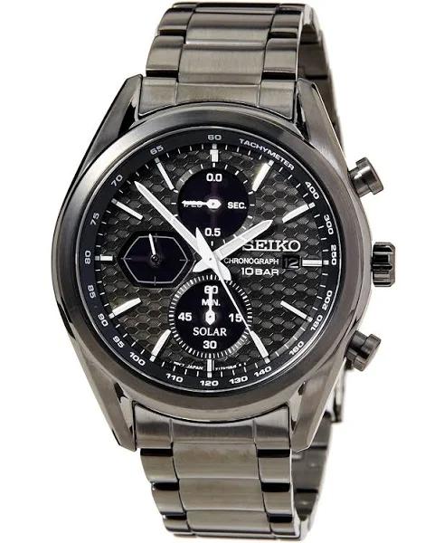 Seiko Chronograph Black Dial Black Silicone Men's Watch SSC804P1