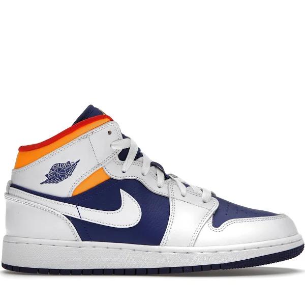 Air Jordan 1 Mid White Laser Orange Deep Royal Blue (GS)