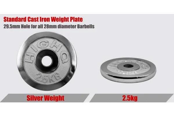 Total 18kg - Barbell Weights - 180cm Barbell Bar + 2.5kg x 4 Silver Weight Plate