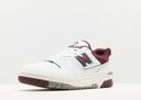 New Balance White & Burgundy 550 Sneakers