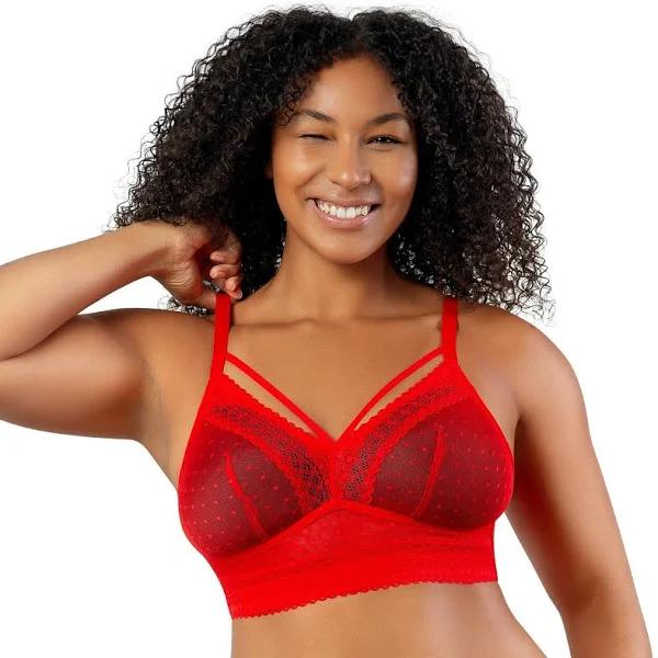 Parfait Mia Dot Longline Padded Lace Bralette - Racing Red - 12FF