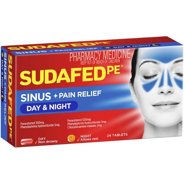 Sudafed PE Sinus Day + Night Relief 24 Tablets