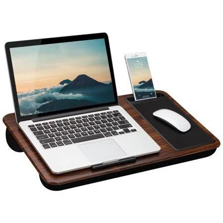 LapGear Home Office Lap Desk With Device Ledge Mouse Pad and Phone Holder - Espresso Woodgrain - Fits Up to 15.6 Inch Laptops - Style No. 91575