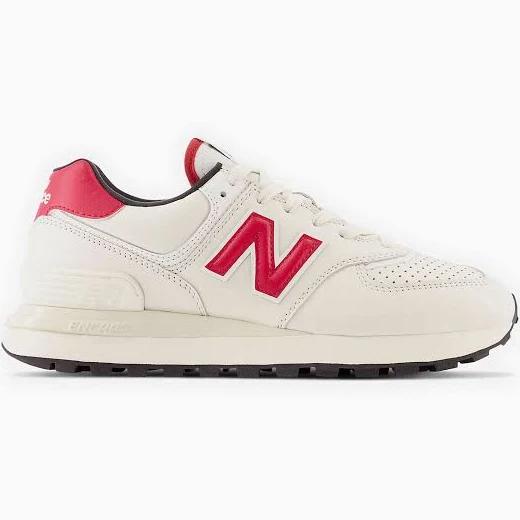 New Balance 574 Premium Trainers in White and Red