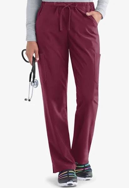 Easy Stretch by Butter-Soft Eden Women's 4-Pocket Drawstring Scrub Pants - Tall in Wine | Size XXS Polyester/spandex