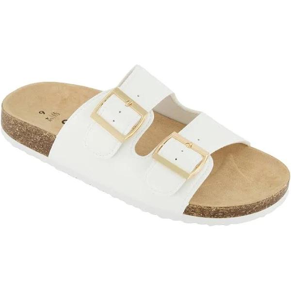 Kmart Double Buckle Footbed Slides-White Size: 10