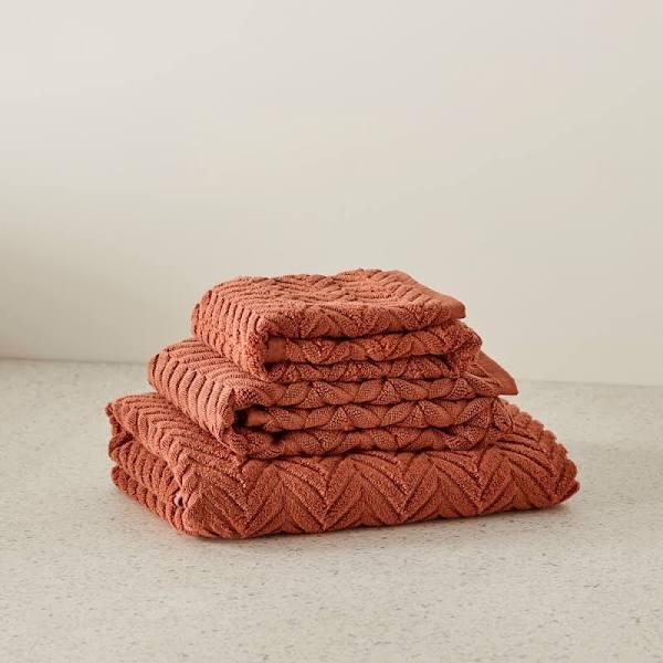 Adairs Mimosa Textured Cinnamon Marle Towel Range - Bath Towel