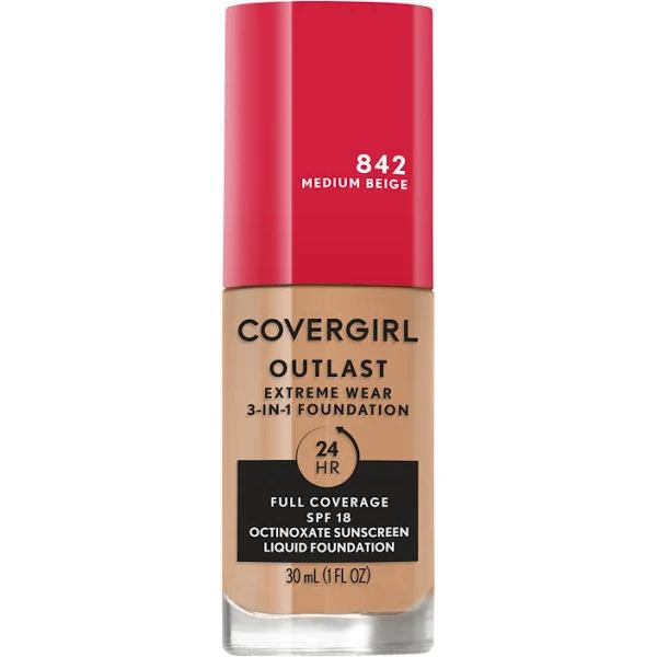 Outlast Extreme Wear 24hr 3-in-1 Foundation SPF 18 - 842 Medium Beige by Covergirl for Women - 1 oz Foundation