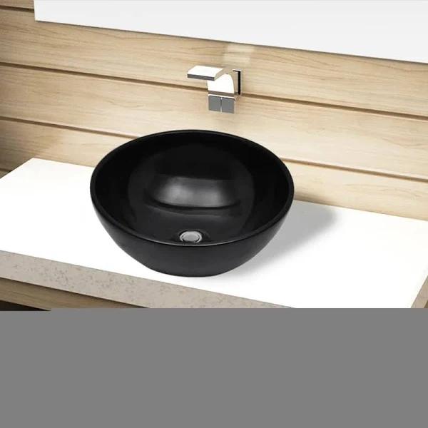 Ceramic Bathroom Sink Basin Black Round