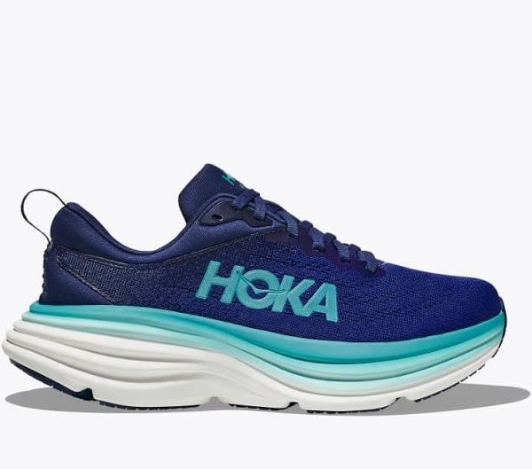 HOKA Women's Bondi 8 Running Shoes in Bellwether Blue/Evening Sky, Size 3.5