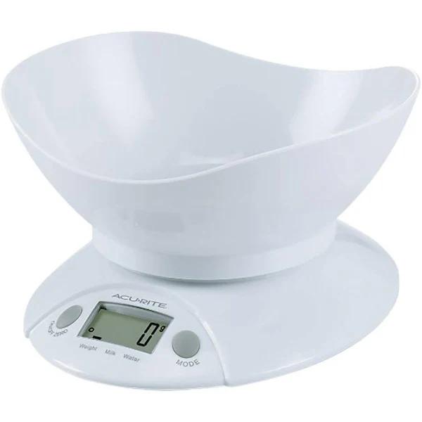 Acurite Digital Kitchen Scale with Bowl 1g/5kg - White