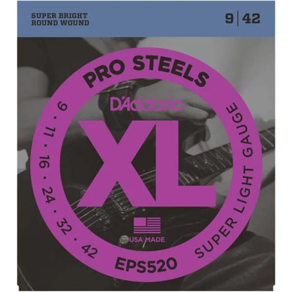 D'Addario EPS520 ProSteels Electric Guitar Strings Super Light 9-42