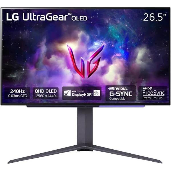 LG UltraGear Oled 27GS95QE-B 26.5" 1440p HDR 240 Hz Gaming Monitor, 27", 2560 x 1440, QHD, 240Hz, Connection 3.5mm DisplayPort HDMI Usb